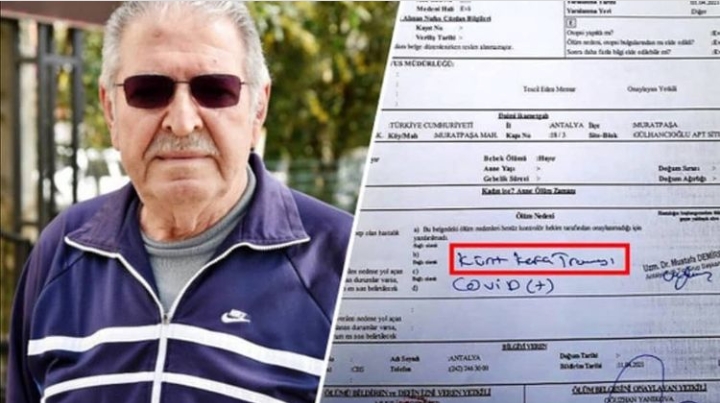 COVİD’TEN YATTI, KAFA TRAVMASINDAN ÖLDÜ