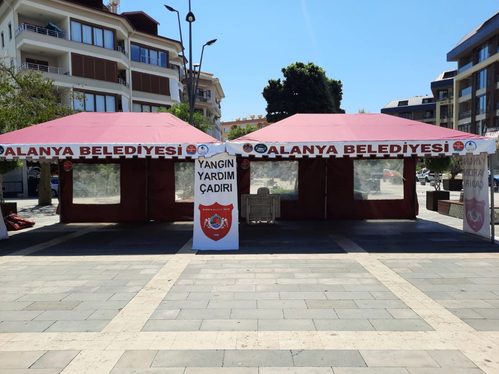 ALANYA BELEDİYESPOR YANGIN YARDIM ÇADIRI KURDU