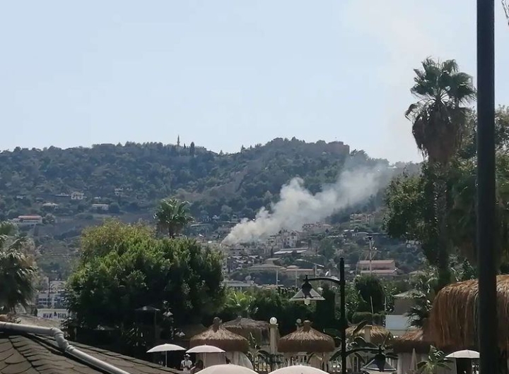 ALANYA KALE YAMACINDA ÇIKAN YANGIN PANİĞE NEDEN OLDU