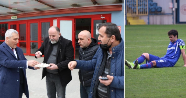 KARABÜKSPOR KÜME DÜŞTÜ BAŞKAN HELVA DAĞITTI