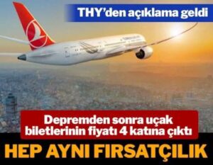 DEPREM FIRSATÇILARINA THY’DEN NET MESAJ: