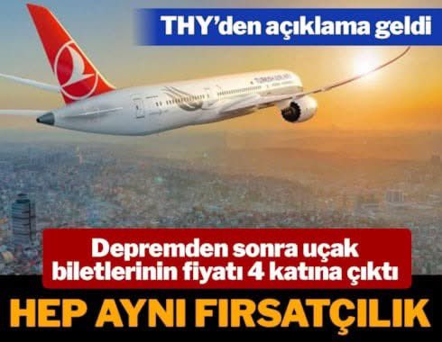 DEPREM FIRSATÇILARINA THY’DEN NET MESAJ: