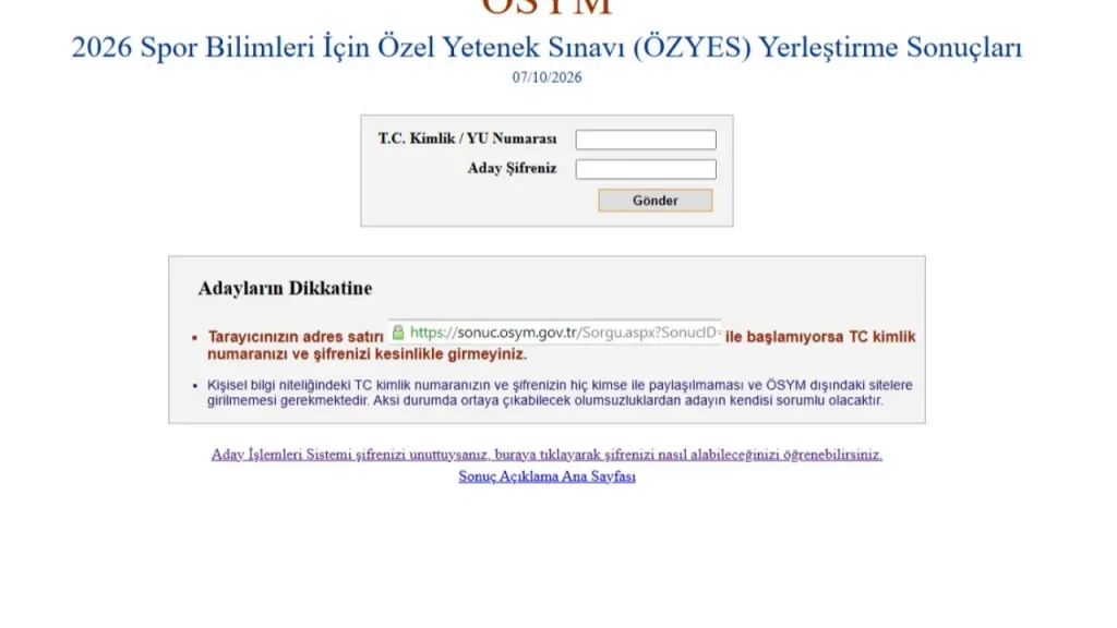 2026-ÖZYES YERLEŞTİRME SONUÇLARI AÇIKLANDI! SONUÇ SORGULAMA EKRANI